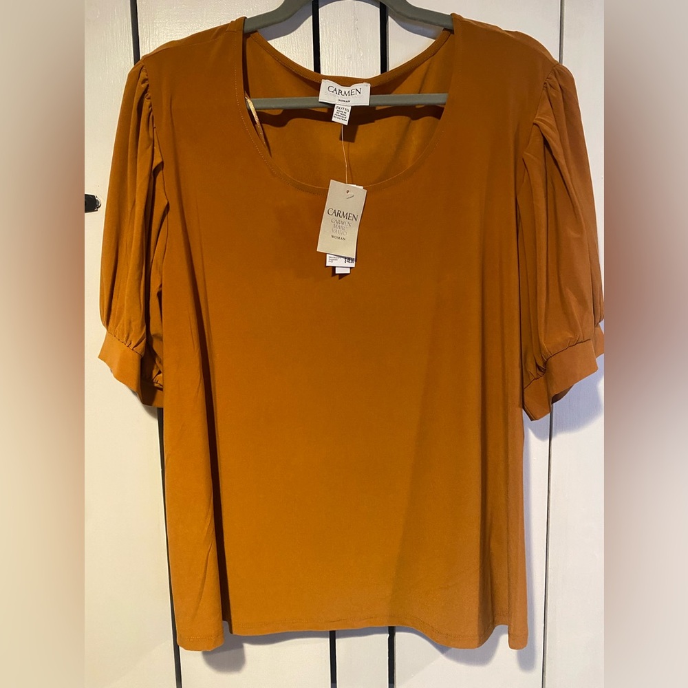 Carmen Marc Valvo Golden Blouse